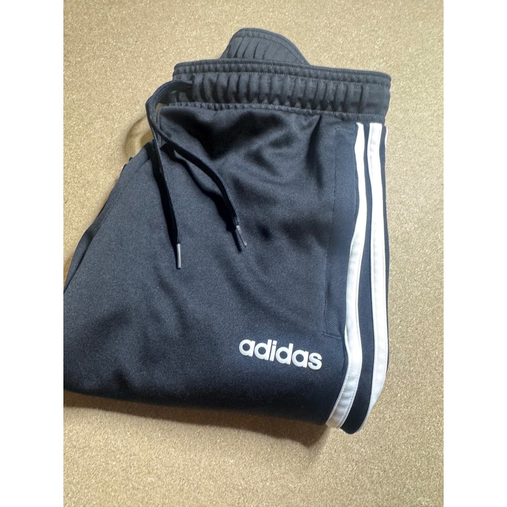 Adidas Women Black White 3-Stripe‎ Tapered Track Pants Ankle Zip Small